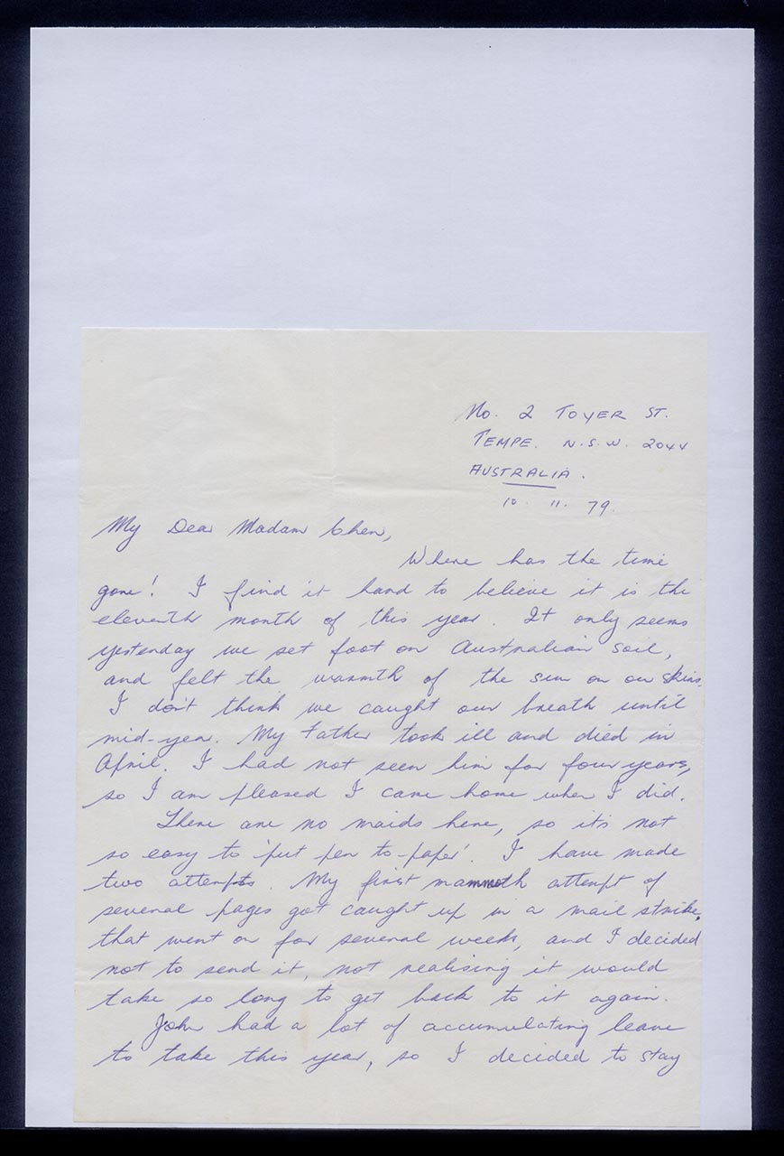 Letter from Alice Eck to Georgette Chen, 10 November 1979 (Page 3 of 7)