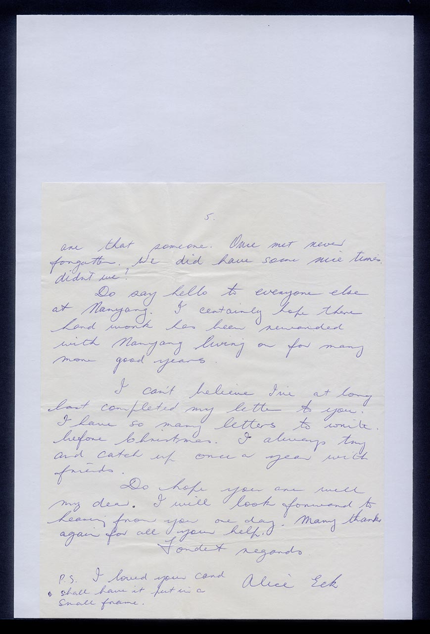 Letter from Alice Eck to Georgette Chen, 10 November 1979 (Page 7 of 7)