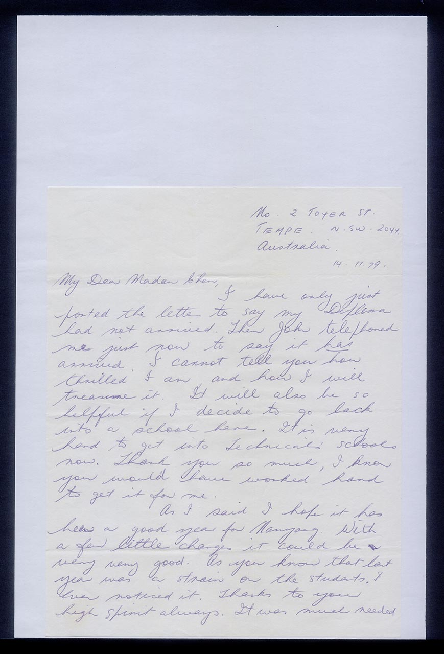 Letter from Alice Eck to Georgette Chen, 14 November 1979 (Page 3 of 4)