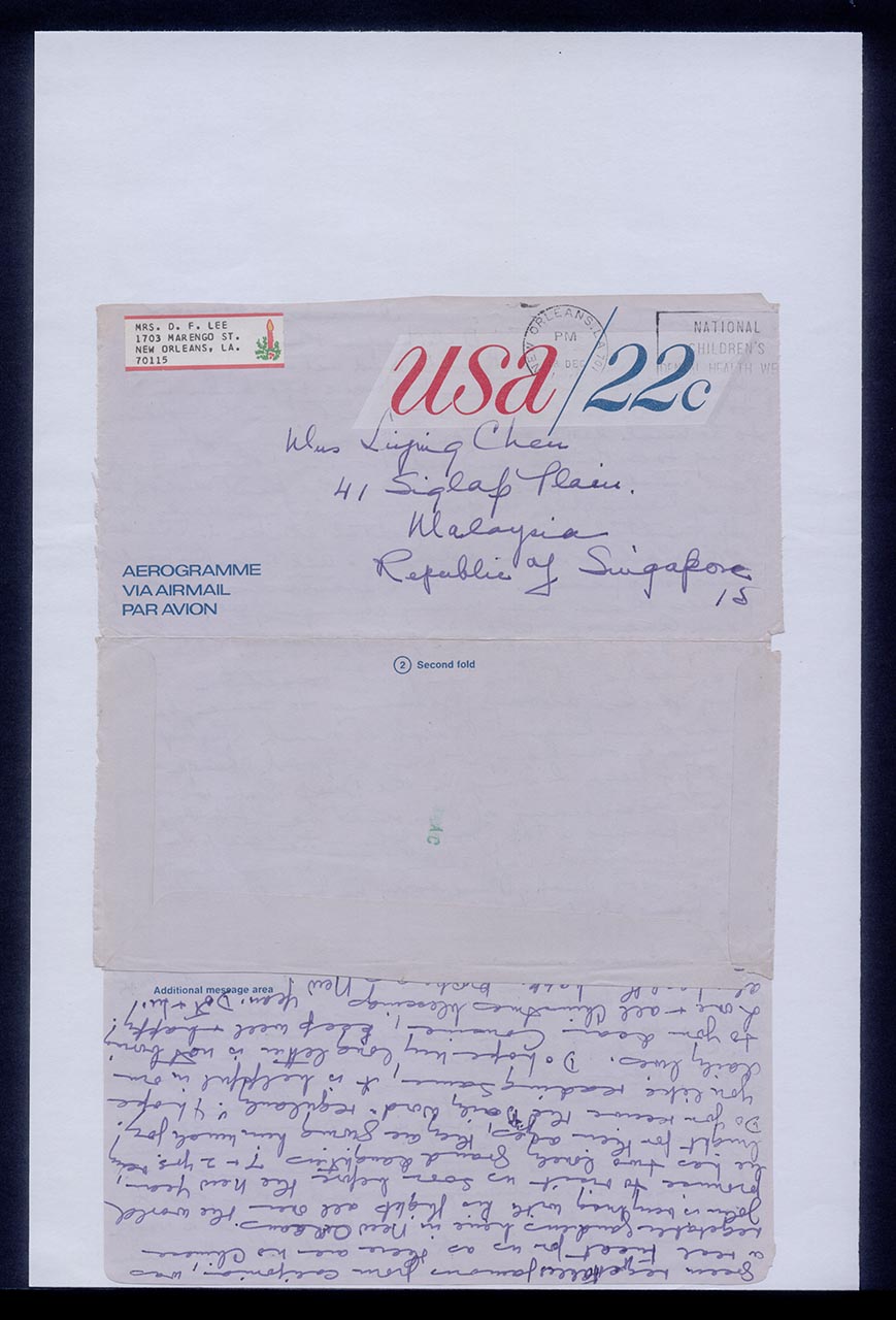 Aerogramme from Dorothy Lee to Georgette Chen, 17 December 1976 (Page 2 of 2)