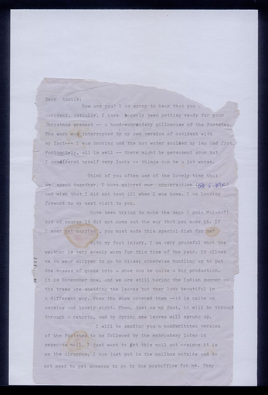 Aerogramme to Georgette Chen, 17 November 1981 (Page 1 of 2)