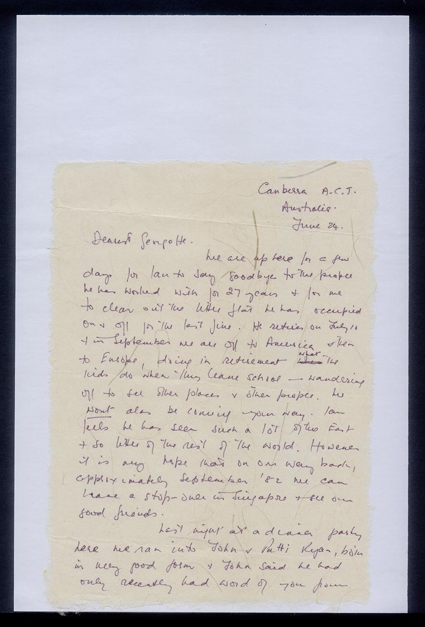 Letter from Patricia Northmore Kennison to Georgette Chen, 24 June 1981 (Page 1 of 8)