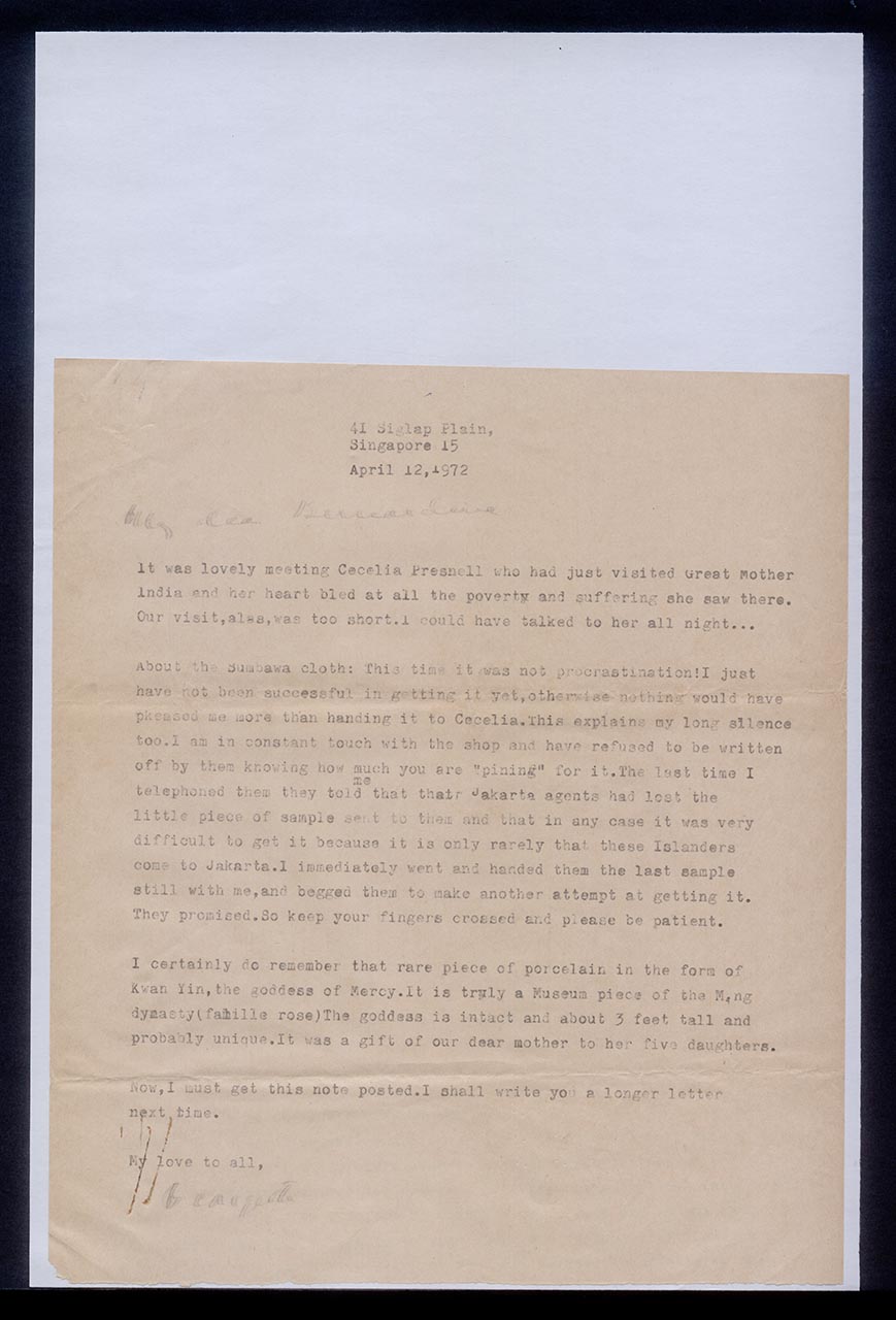 Letter from Georgette Chen to Bernadine Szold-Fritz, 12 April 1972 (Page 1 of 2)