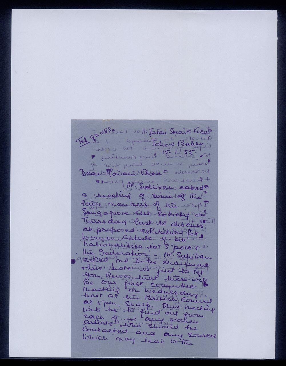 Letter from Dorothy Bordass to Georgette Chen, 15 January 1955 (Page 1 of 2)