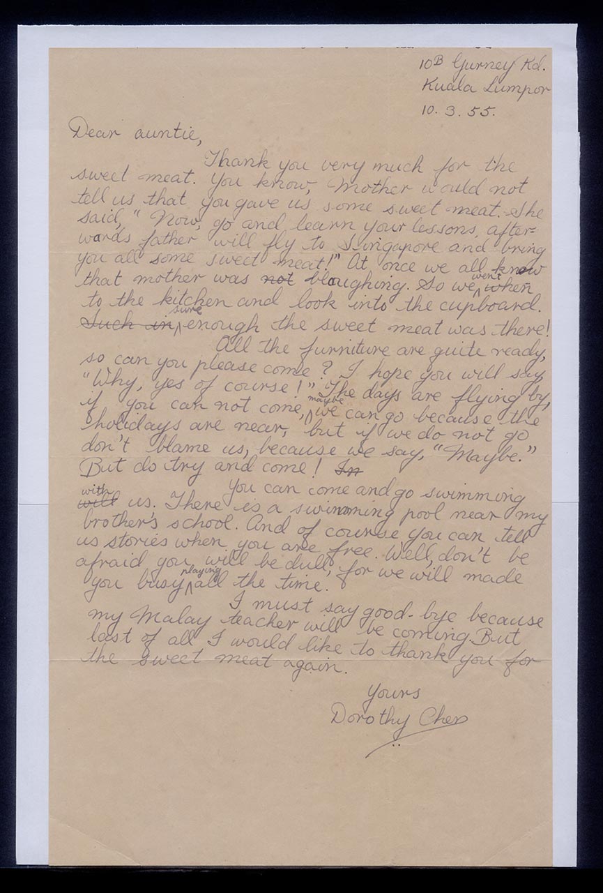 Letter from Dorothy Chen to Georgette Chen, 10 March 1955