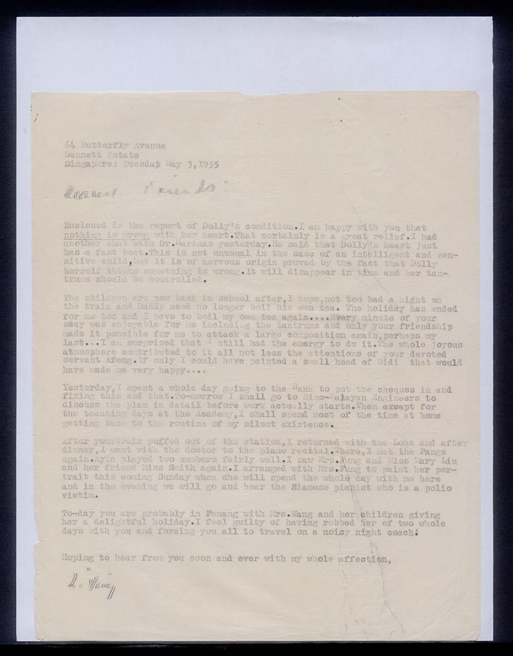 Letter from Georgette Chen to Pauline Chen, 3 May 1955