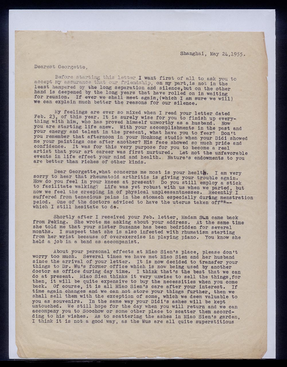 Letter from Chuang Yoeh Foong to Georgette Chen, 24 May 1955 (Page 1 of 2)