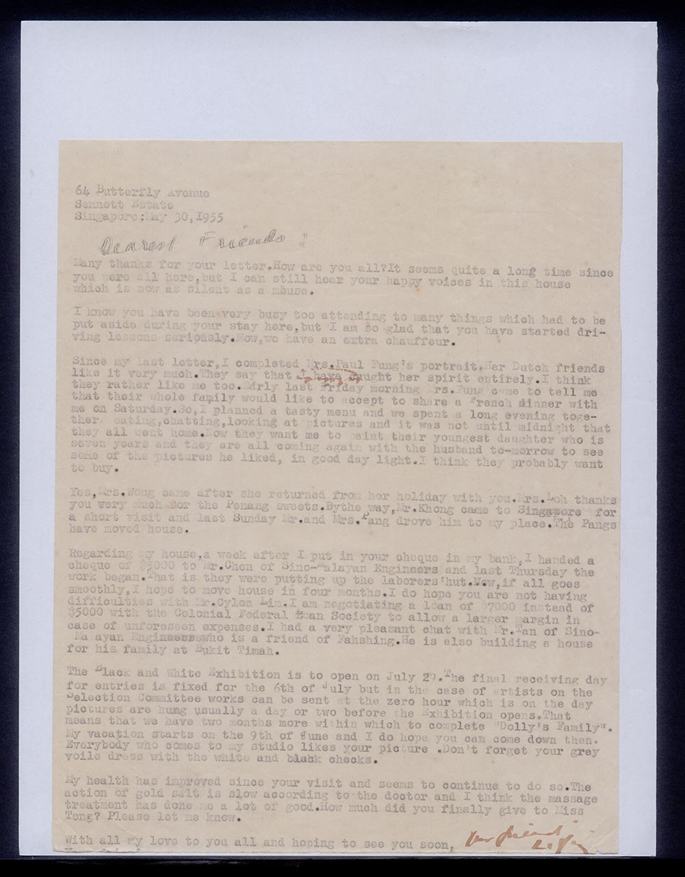 Letter from Georgette Chen to Pauline Chen, 30 May 1955
