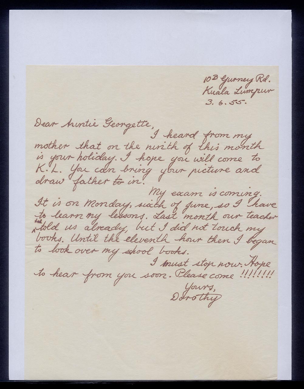 Letter from Dorothy Chen to Georgette Chen, 3 June 1955