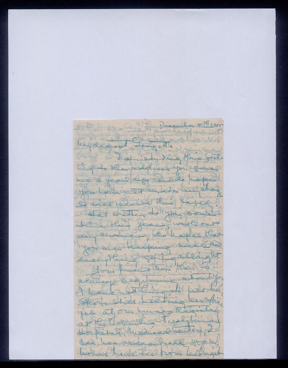 Letter from Dorothy Lee to Georgette Chen, 8 December 1955 (Page 1 of 4)