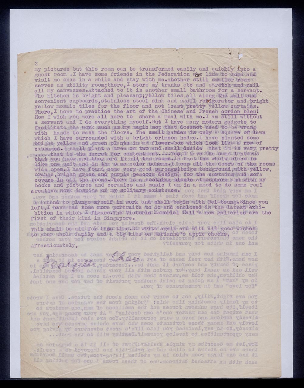 Letter from Georgette Chen to Willy, 14 March 1956 (Page 2 of 2)