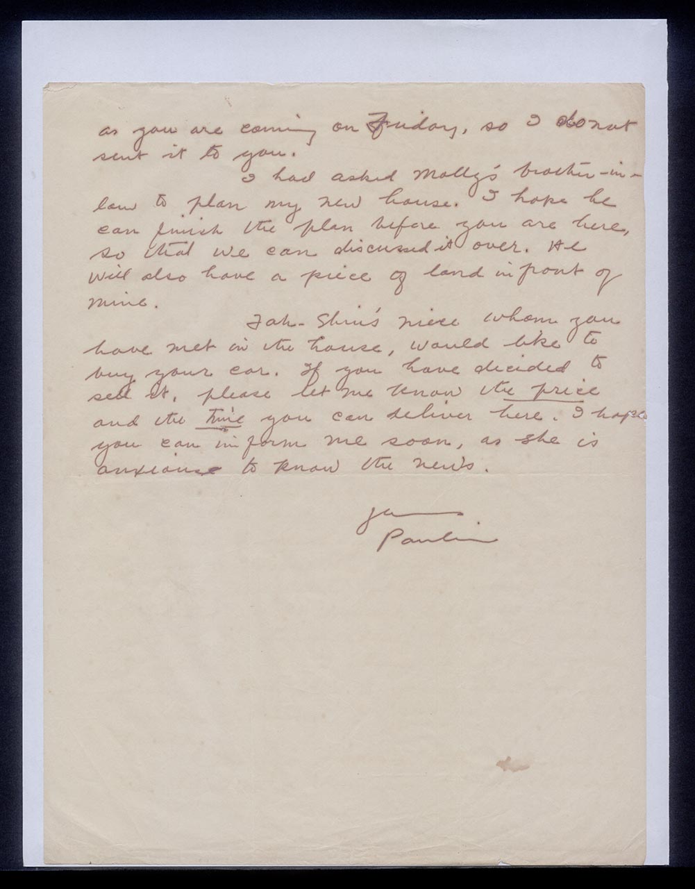 Letter from Pauline Chen to Georgette Chen, 2 September 1956 (Page 2 of 2)