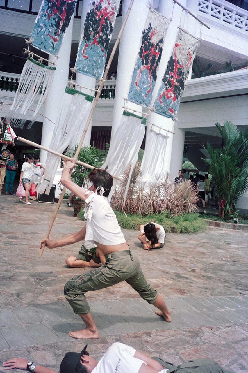 Photographic documentation of the group performance by the Art Commandos at the Sentosa Ferry Terminal