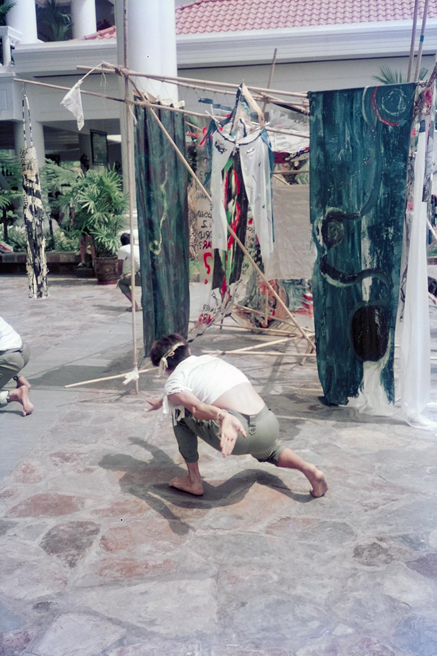 Photographic documentation of the group performance by the Art Commandos at the Sentosa Ferry Terminal