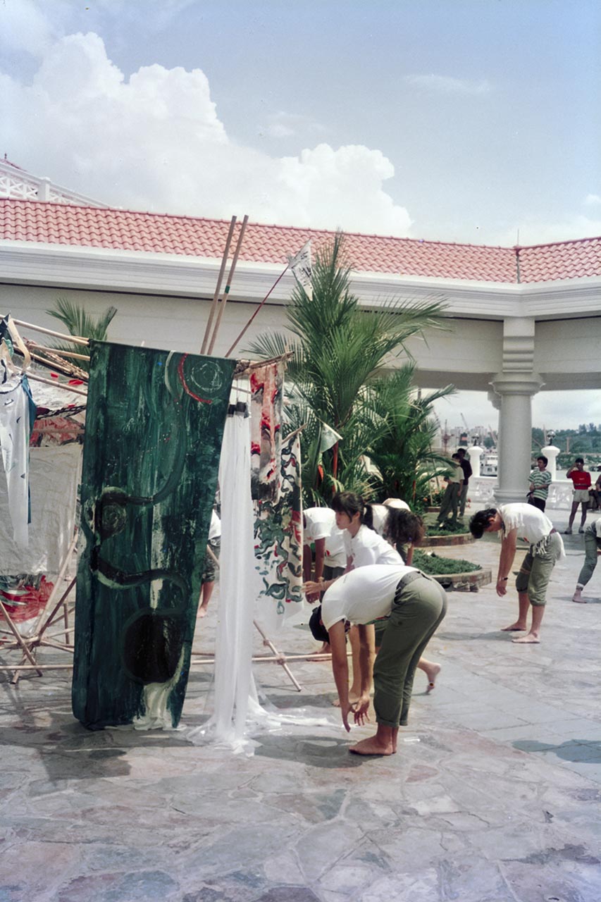 Photographic documentation of the group performance by the Art Commandos at the Sentosa Ferry Terminal