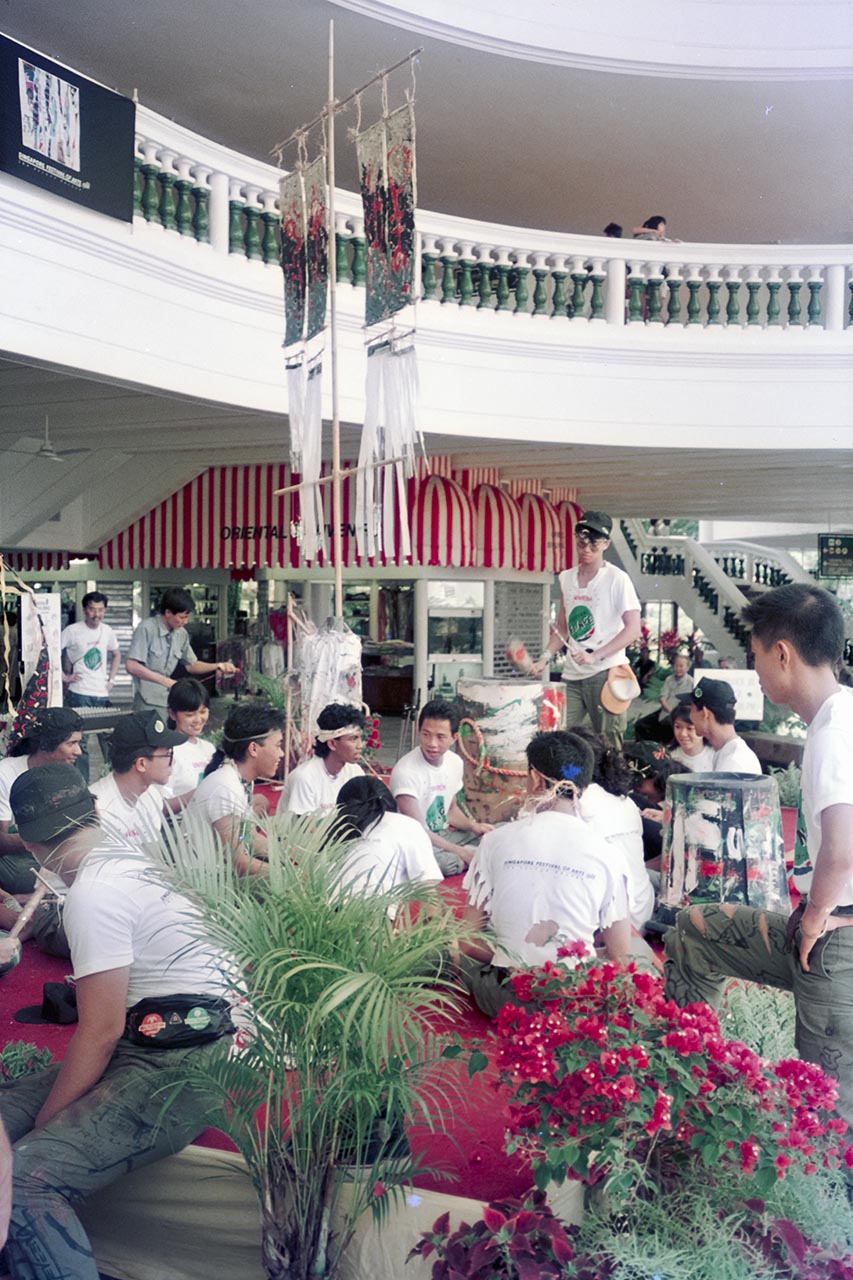Photographic documentation of the group performance by the Art Commandos at the Sentosa Ferry Terminal