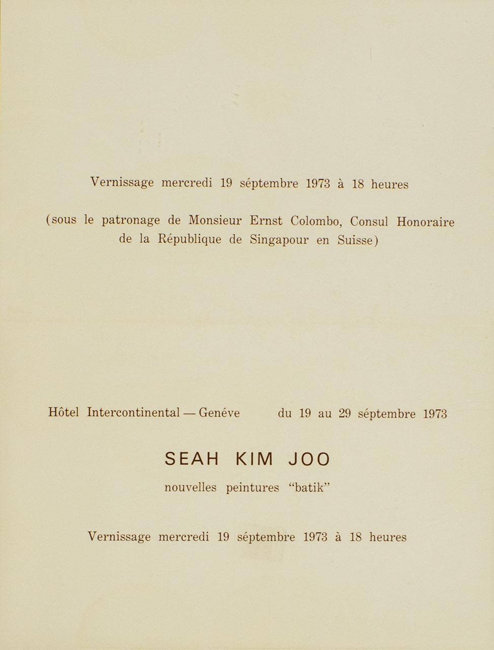 Seah Kim Joo's exhibition collateral