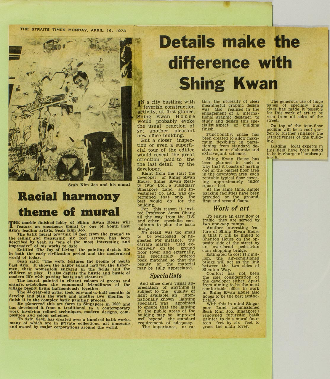 Racial Harmony Theme of Mural/Details Make the Difference with Shing Kwan