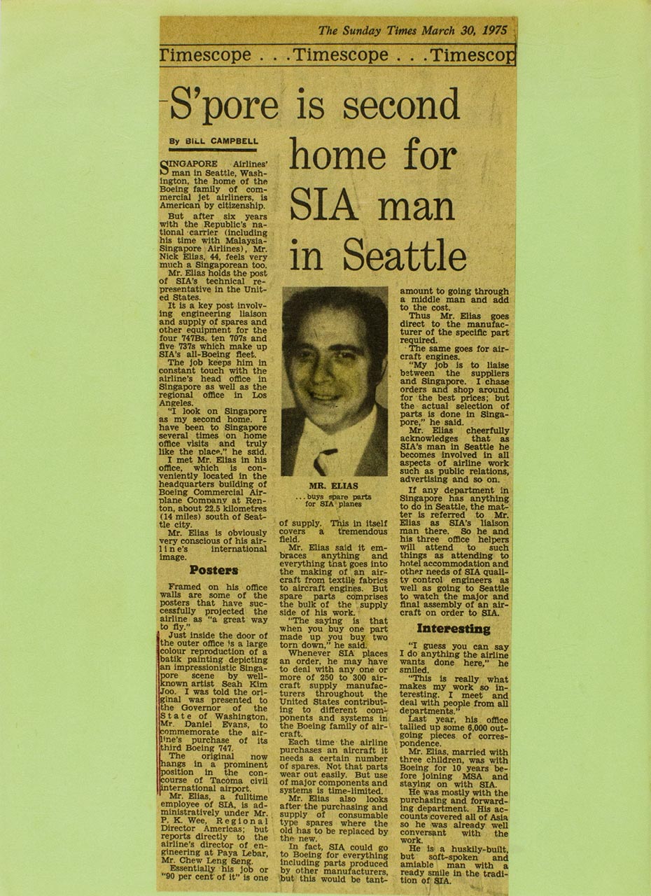 S'pore (Singapore) is Second Home for SIA Man in Seattle