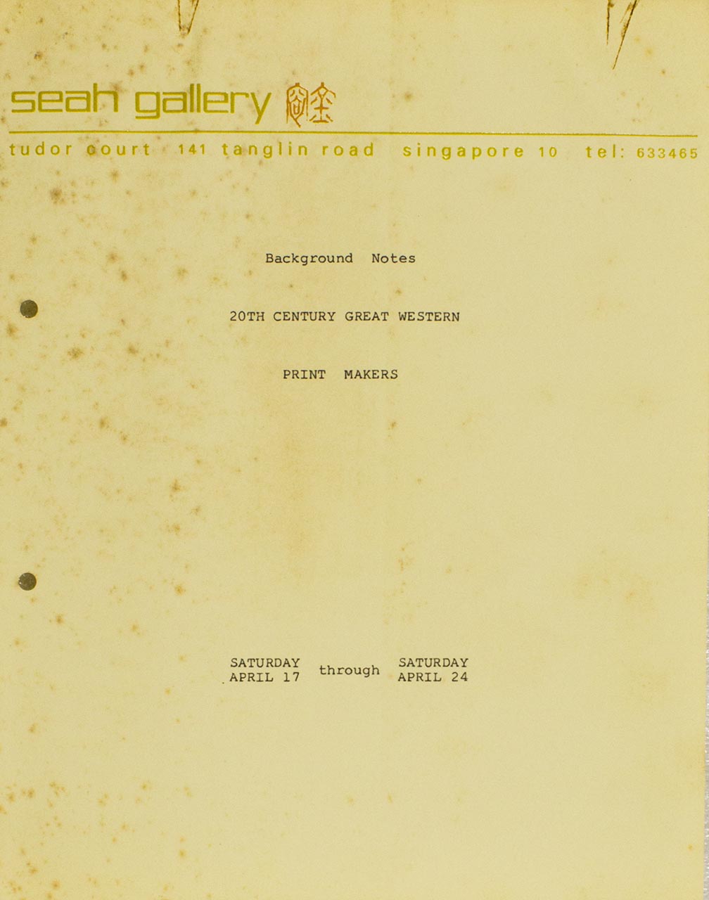 Background Notes: 20th Century Great Western Print-Makers