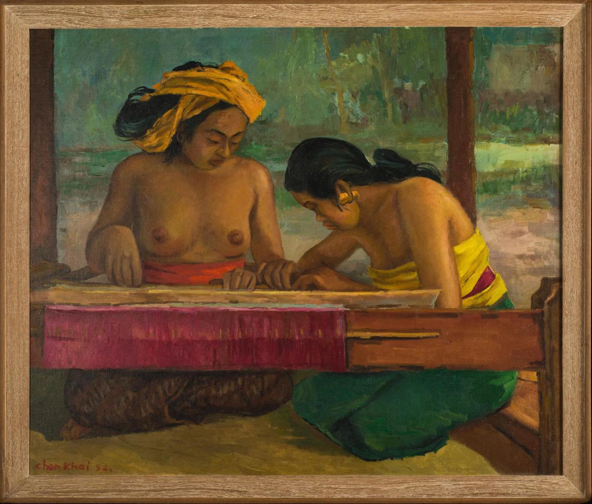 Figure 4. Chen Chong Swee, Weaving, 1952, Oil on masonite