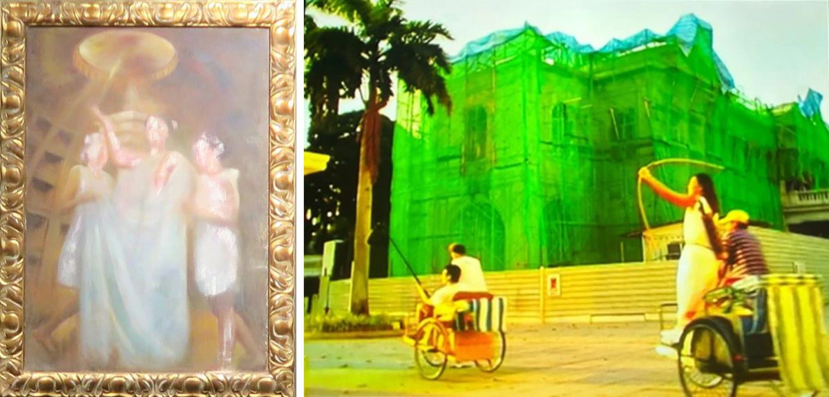 Figure 14. Ho Tzu Nyen, Painting and Still from Utama – Every Name in History is I, 2003, Video and Oil paint on canvas