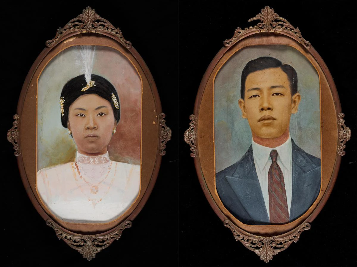 Figure 13. Pair of framed portraits by an unknown artist, c.1910s, Hand-coloured gelatin silver print