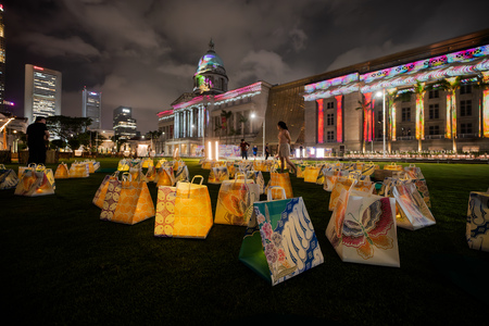 Installation view of Gathering on the Lawn by Michael Lin