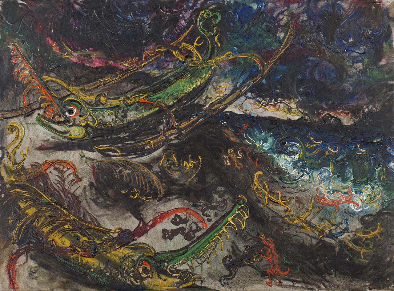 Storm op Bali, schilderij van Affandi