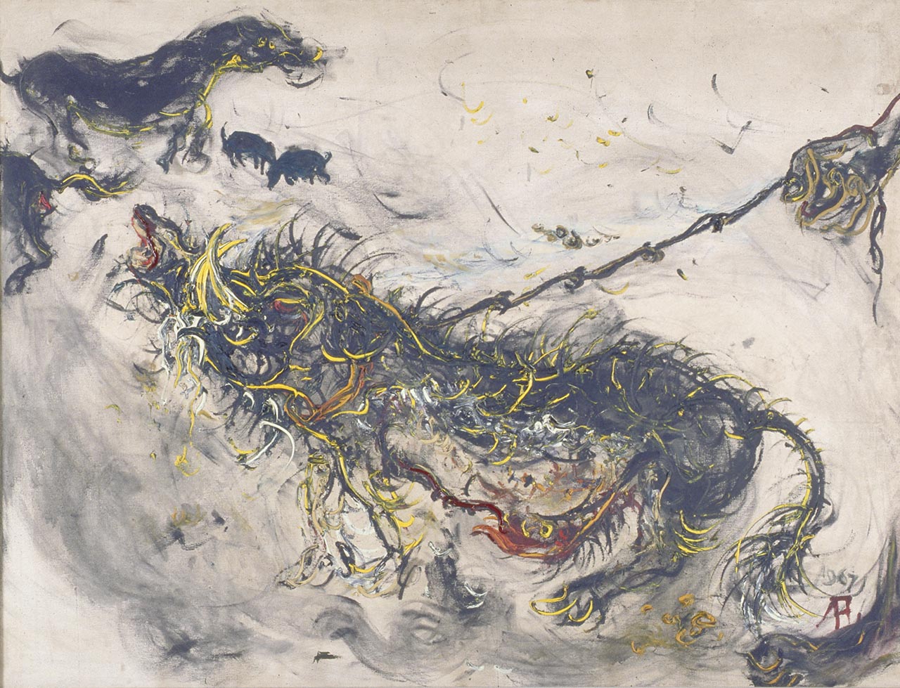 Zwijn, schilderij van Affandi