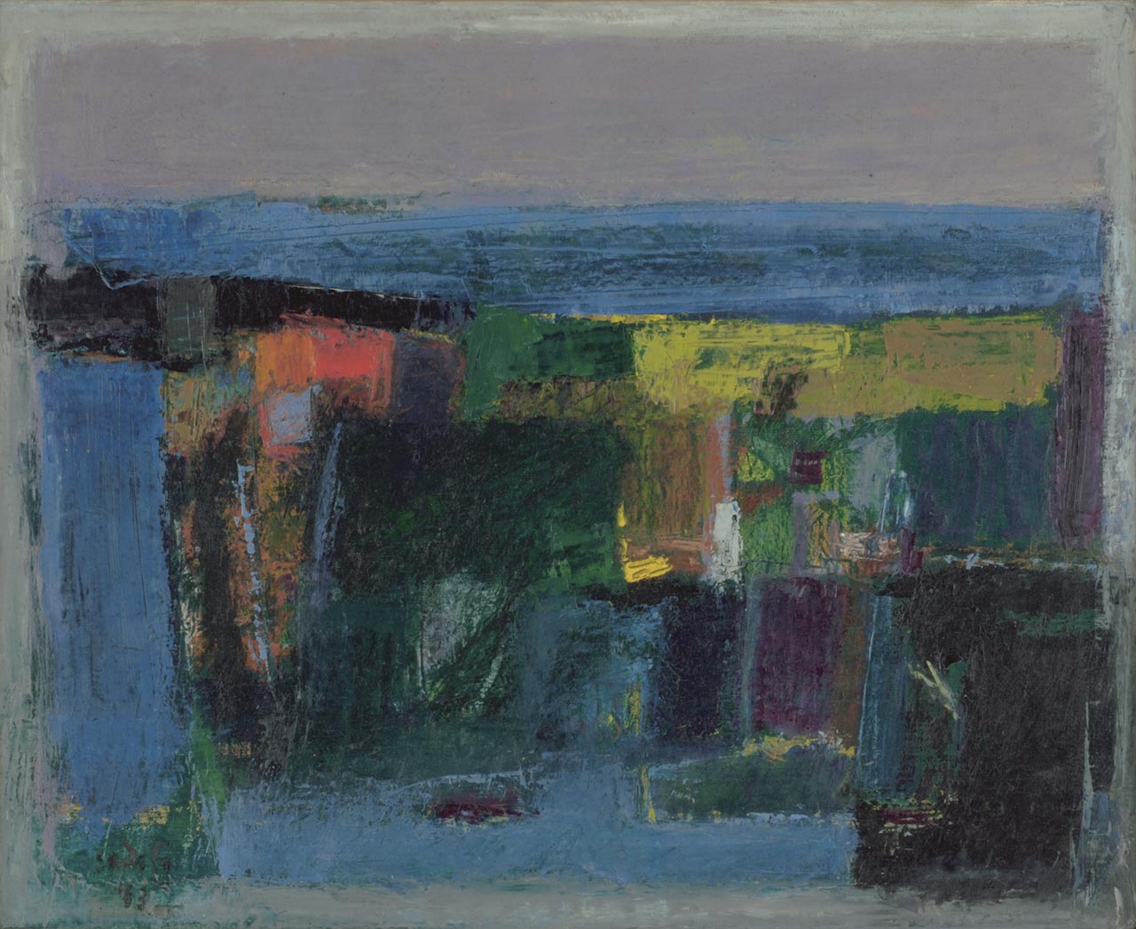 Zonder titel abstractie, schilderij van Ahmad Sadali