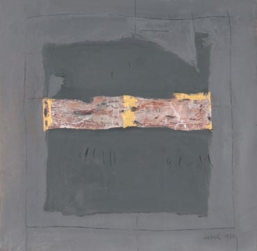 Horizontale balken met gouden vestige, schilderij van Ahmad Sadali