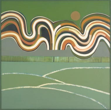 Untitled (Green and Orange Waves)