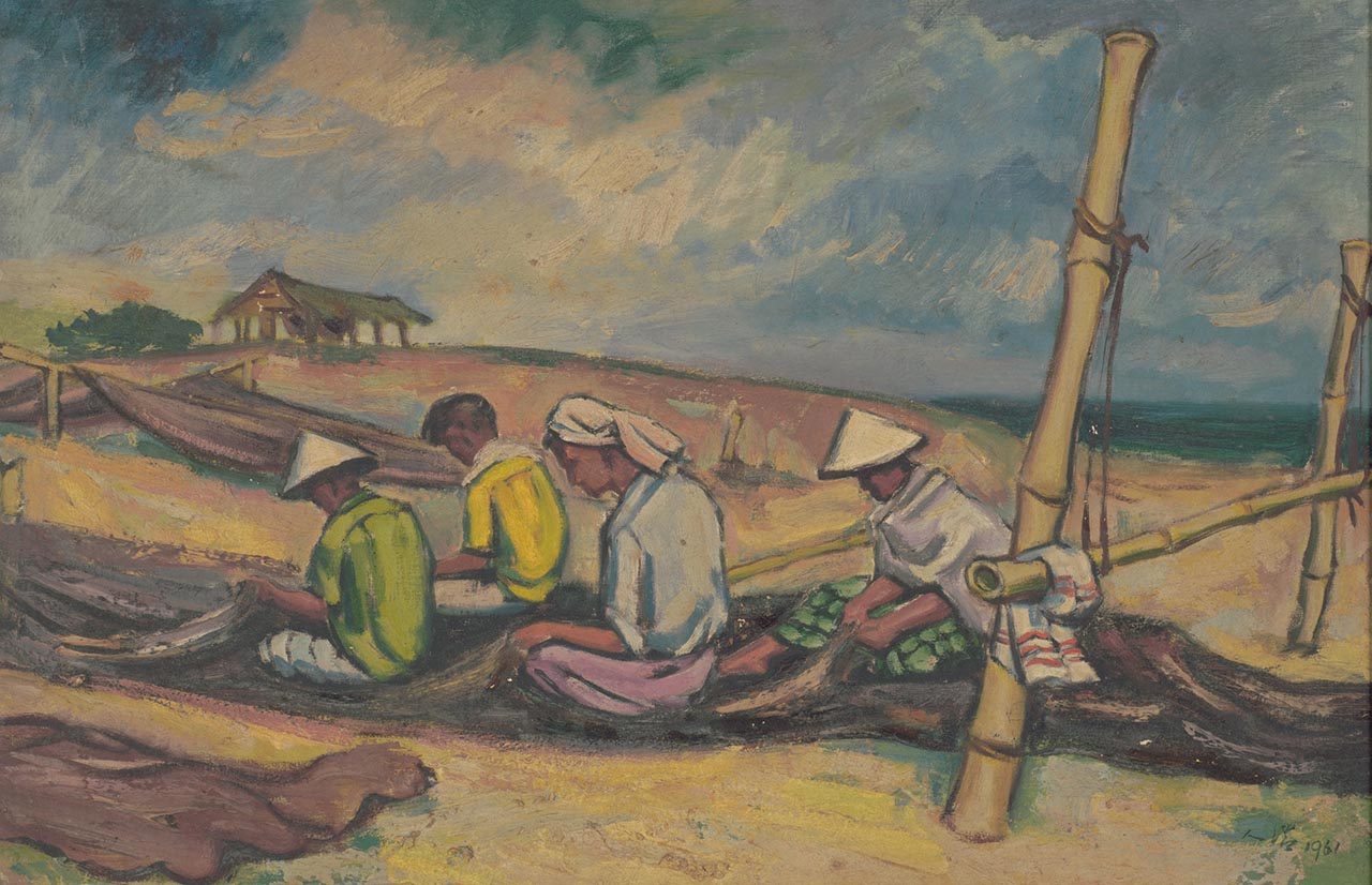 Mending Nets in Trengganu (Four Figures)