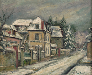Winter Street Scene in France