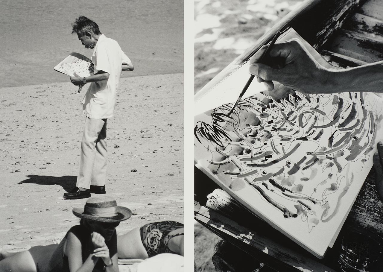 Wu Guanzhong Photography Series 吴冠中写真系列
#6 of 9 - Wu Guanzhong sketches outdoors in Bali. 吴冠中在巴厘岛写生。