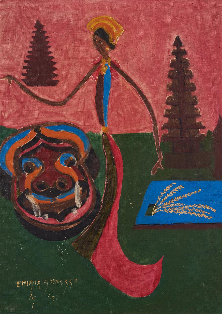 Sri Padi, godin van de rijst, schilderij van Emiria Sunassa