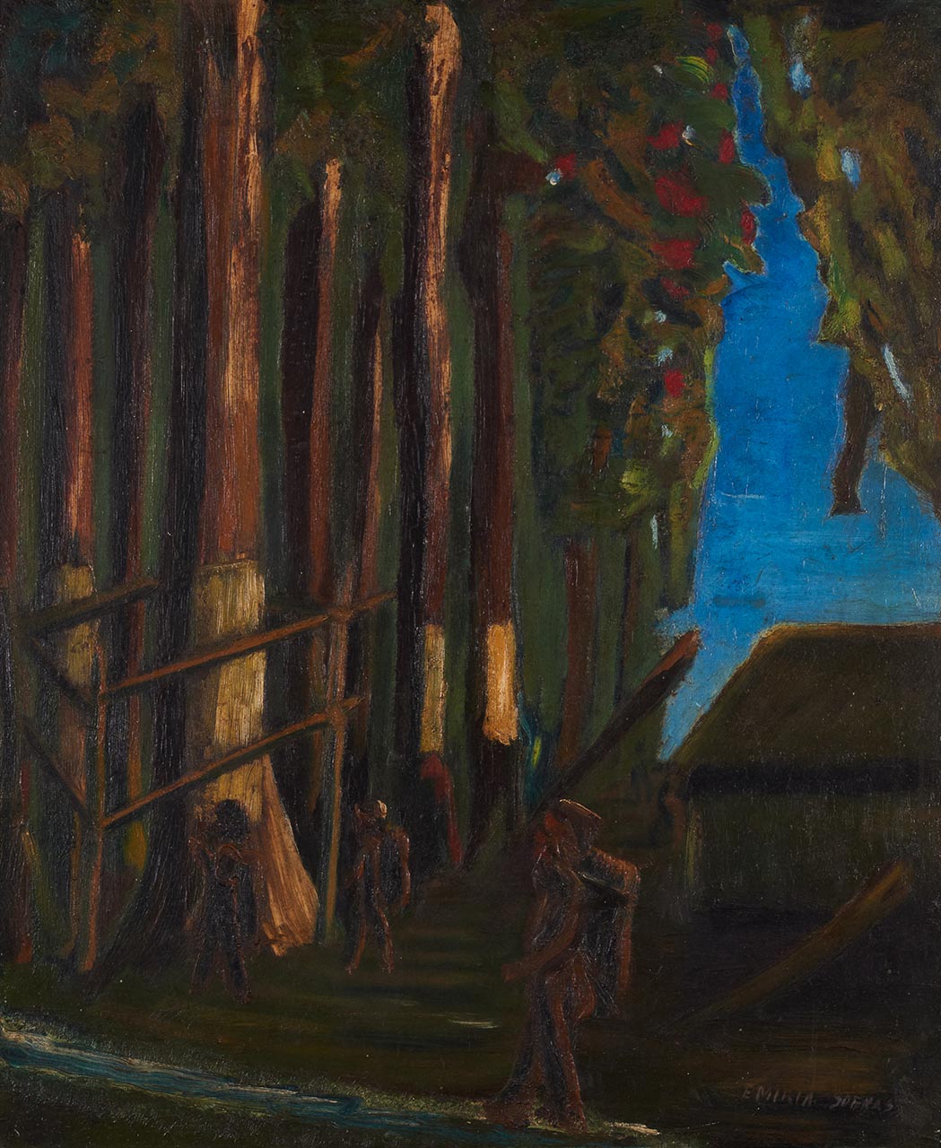 Hars oogsten, schilderij van Emiria Sunassa