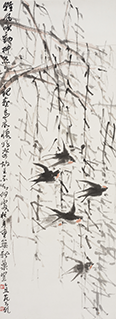 Swallows Passing by the Willows