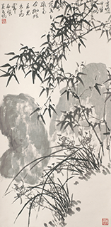 Orchid, Bamboo and Rock