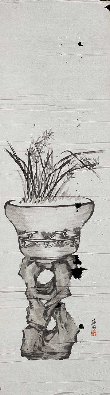 [Not Titled] (Orchids on a Scholar Rock)