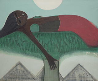 Woman Lying on Tree