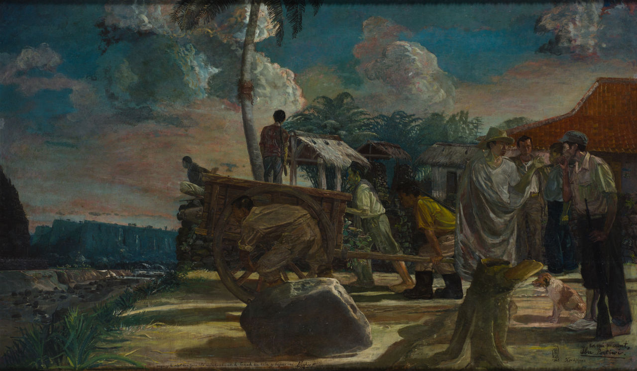 We houden de wacht, Moederland, schilderij van S. Sudjojono