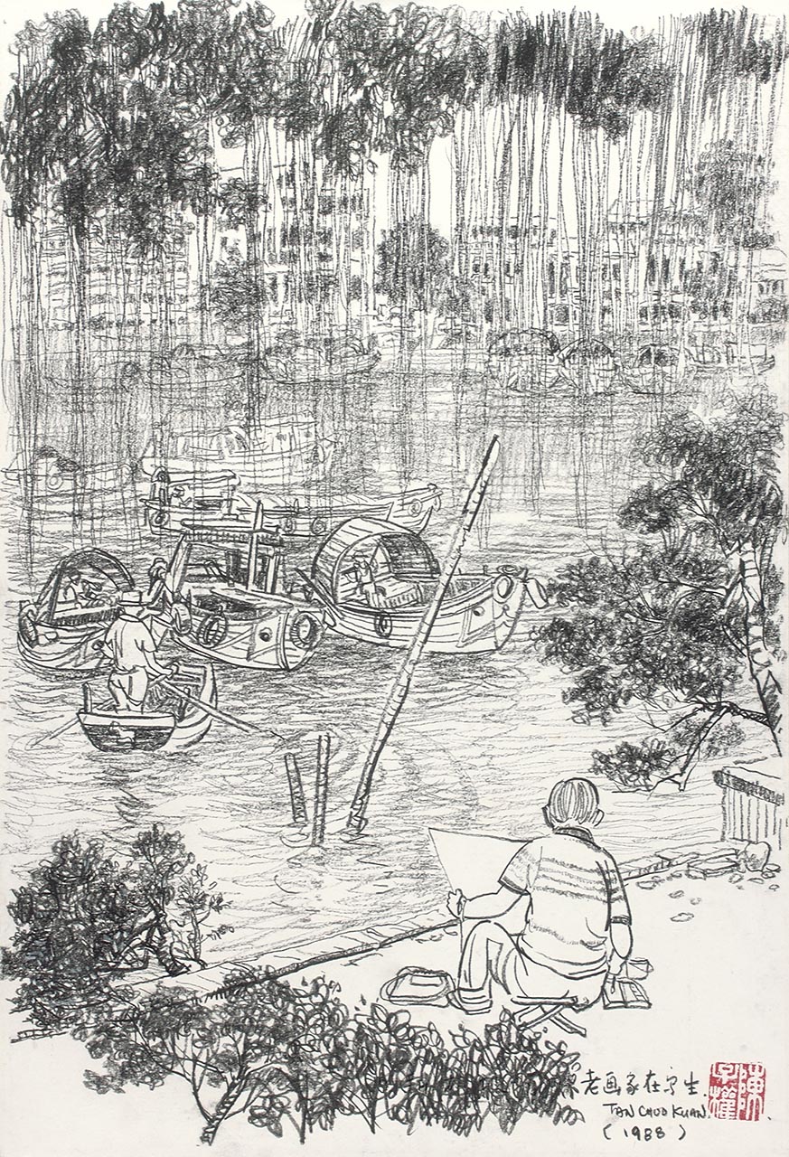 Old Artist Doing Sketching