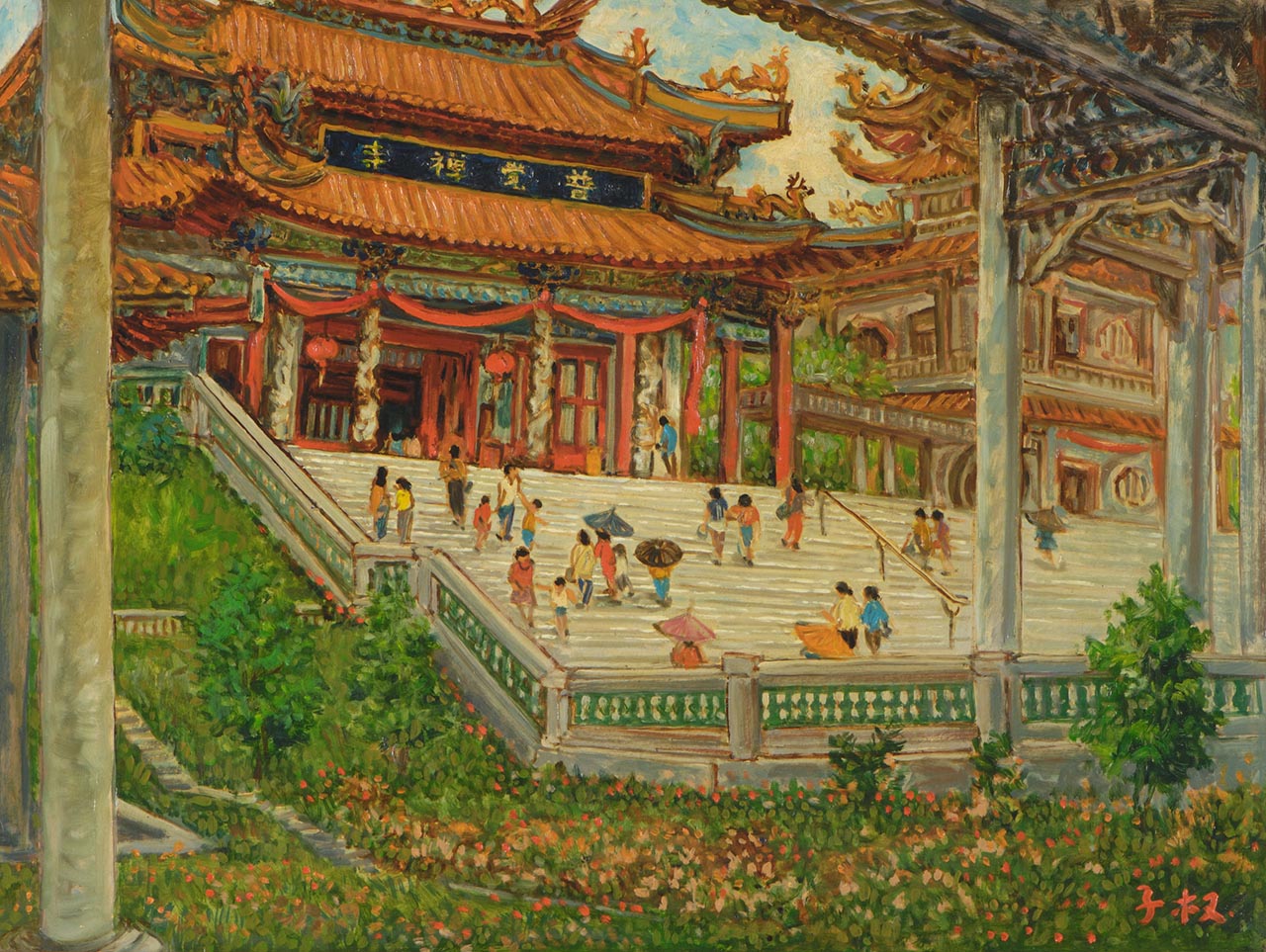 Worshipping at Po Hak Buddhist Temple, Singapore