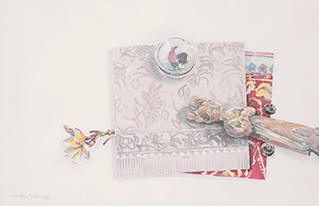 Sauce Plate, Terra-cotta Lady and Batik