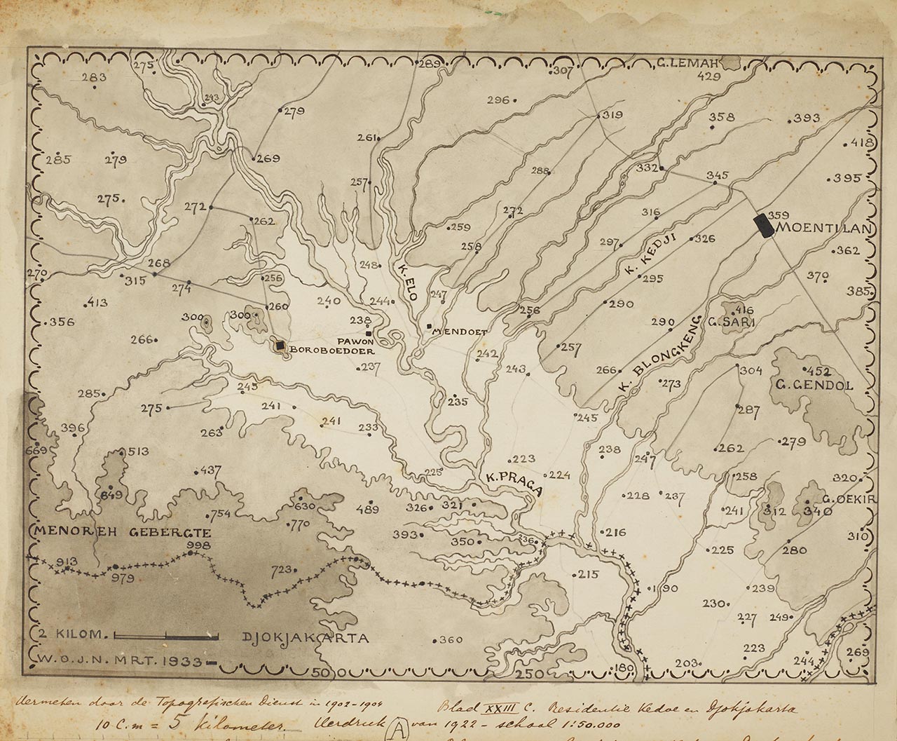 Map of the region around Borobudur