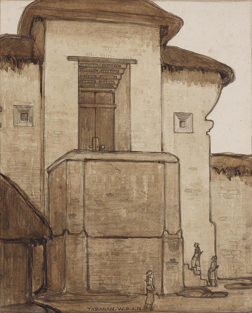 The Main Gate to Tabanan Palace (recto) and Palace of Karangasem (verso)