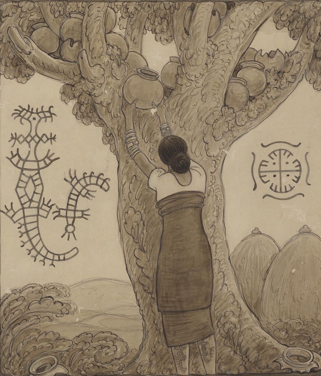 Tree with the afterbirth pots in Beno, Timor