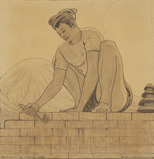 Mason Restoring the Temple in Besakih